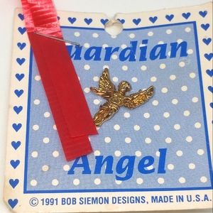 Vintage 199q Bob Siemon Designs Gold Tone Guardian Angel Pin Made Usa